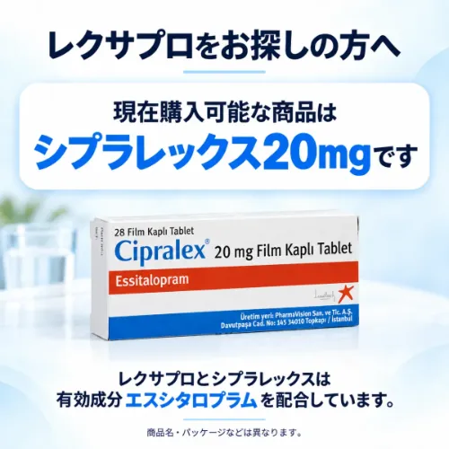 レクサプロをお探しの方向けのシプラレックス20mg案内