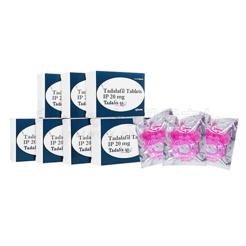 タダリスSX20mg4錠7箱+バイブレーションリング3個 1セット