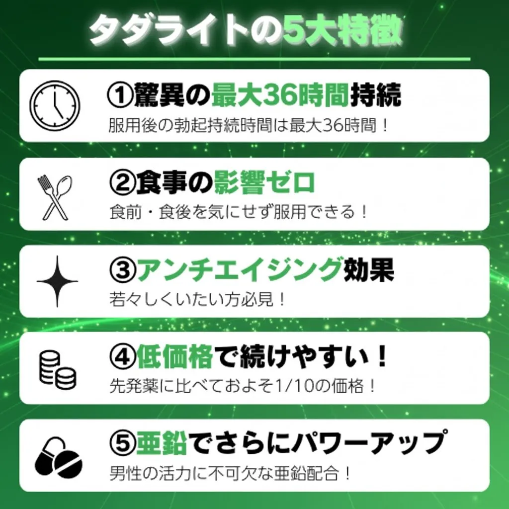タダライトの特徴