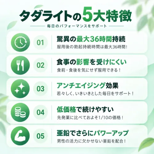 タダライトの特徴