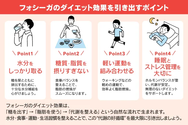 フォシーガのダイエット効果を引き出すポイント