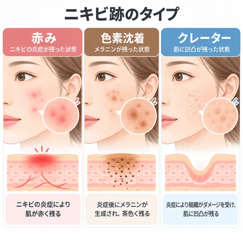 ニキビ跡のタイプ