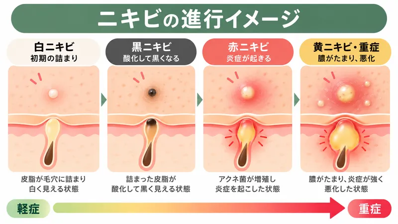 ニキビの進行イメージ