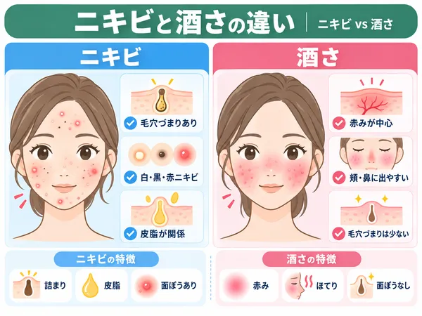 ニキビと酒さの違い