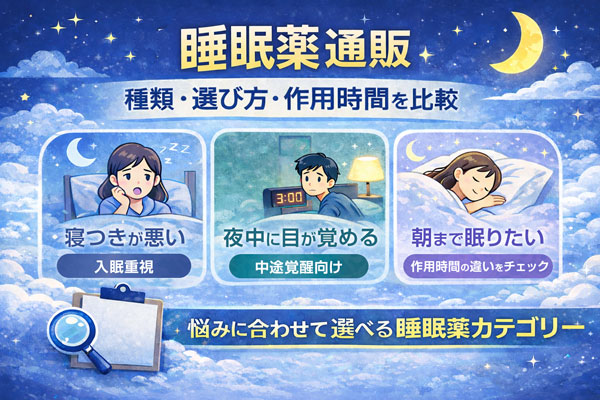 睡眠薬通販 - 種類・選び方・作用時間を比較